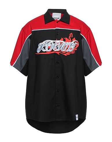 KOCHÉ Patterned shirt Black 100% Cotton, Polyester