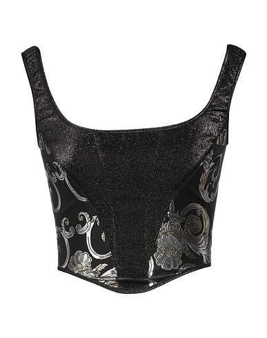 VERSACE JEANS COUTURE Bustier Black 82% Cotton, 15% Metallic fiber, 3% Elastane