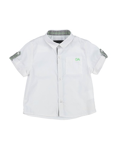DANIELE ALESSANDRINI Patterned shirt White 72% Cotton, 25% Polyamide, 3% Elastane