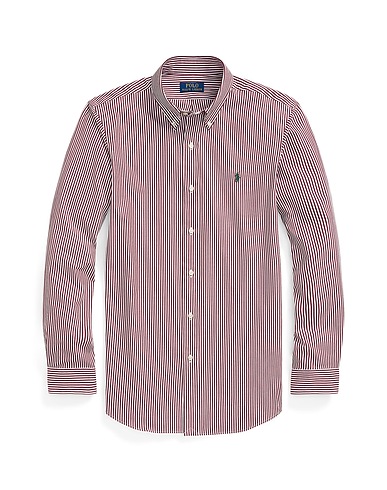 POLO RALPH LAUREN Striped shirt Burgundy 91% Cotton, 9% Elastane
