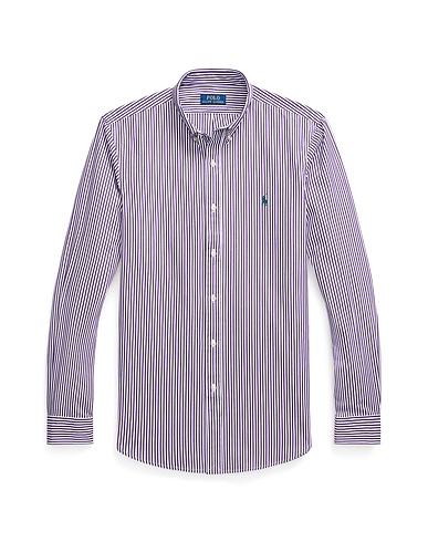 POLO RALPH LAUREN Camicia a righe Viola scuro 91% Cotone, 9% Elastan