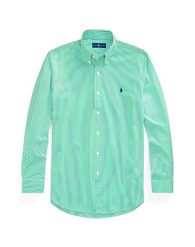 POLO RALPH LAUREN Striped shirt Green 91% Cotton, 9% Elastane