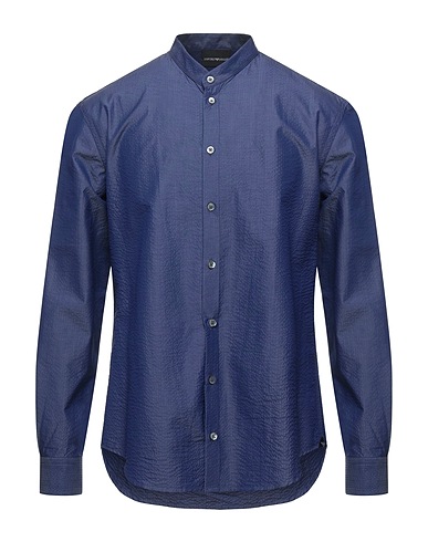 EMPORIO ARMANI Einfarbiges Hemd Blau 100% Baumwolle