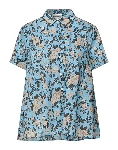 SEMICOUTURE Hemden und Blusen mit Blumen Blaugrau 96% Baumwolle, 4% Elastan