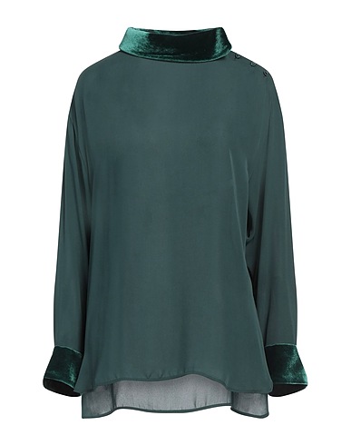 EMPORIO ARMANI Silk top Dark green 100% Silk, Viscose, Polyester