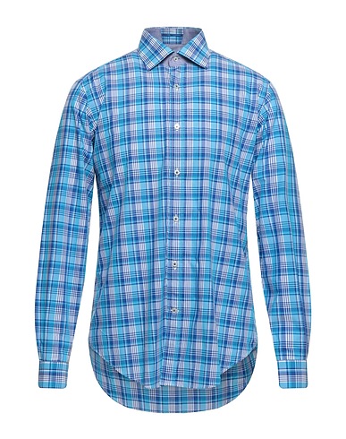 CALIBAN Checked shirt Azure 100% Cotton
