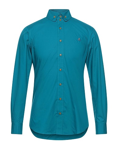 VIVIENNE WESTWOOD Solid colour shirt Deep teal 100% Cotton