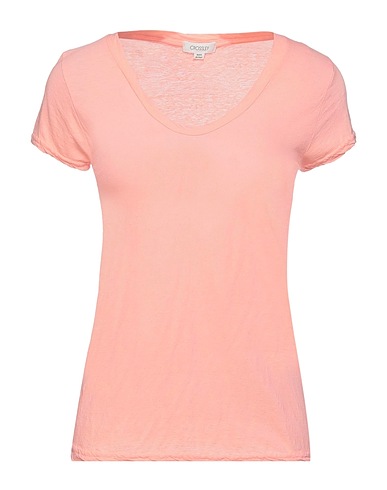 CROSSLEY Basic T-shirt Salmon pink 75% Cotton, 25% Linen