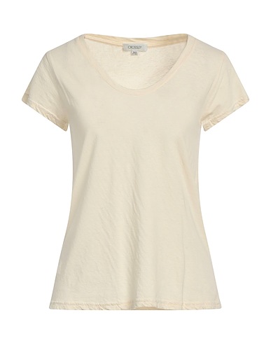 CROSSLEY Basic T-shirt Pastel yellow 75% Cotton, 25% Linen