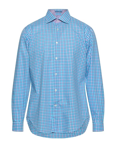 CALIBAN Checked shirt Azure 100% Cotton