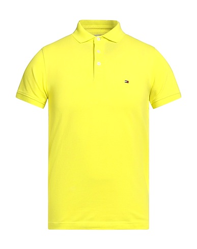 TOMMY HILFIGER Polo shirt Yellow 96% Cotton, 4% Elastane