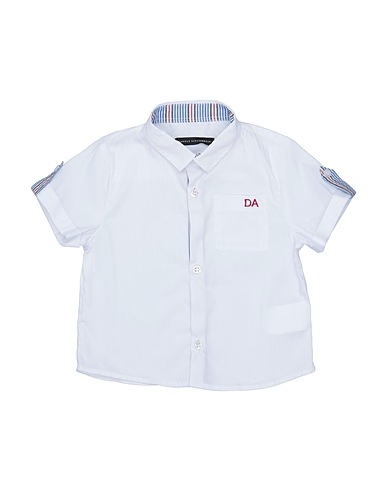 DANIELE ALESSANDRINI Patterned shirt White 72% Cotton, 25% Polyamide, 3% Elastane