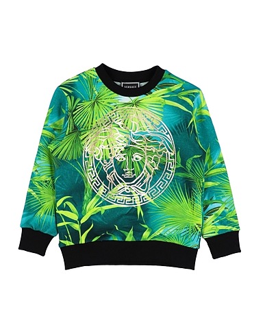 VERSACE YOUNG Sweatshirt Green 100% Cotton, Elastane