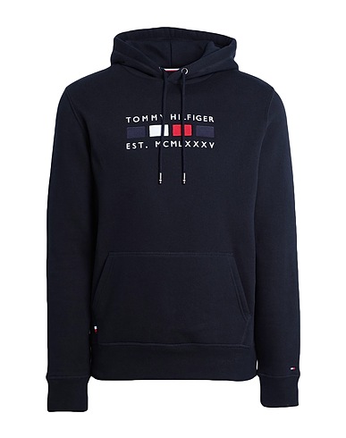 TOMMY HILFIGER Hooded track jacket  FOUR FLAGS HOODIE
 Midnight blue 64% Organic cotton, 36% Polyester
