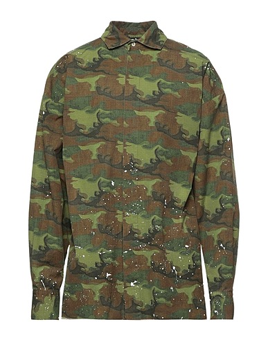 PALM ANGELS Patterned shirt Military green 100% Cotton