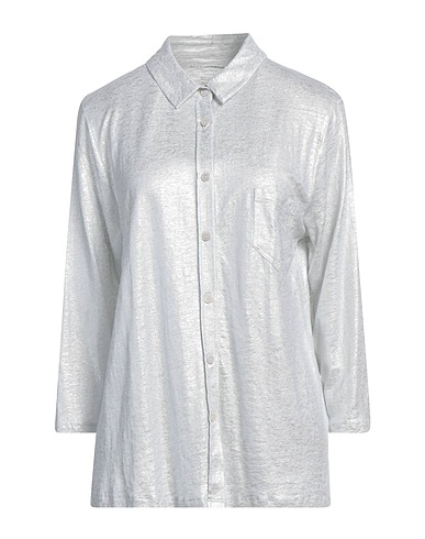 MAJESTIC FILATURES Linen shirt Silver 94% Linen, 6% Elastane