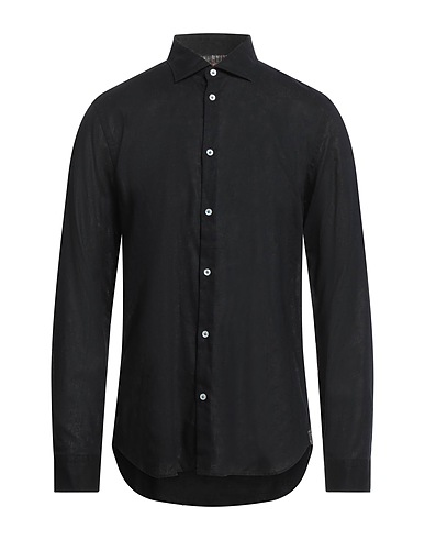 MANUEL RITZ Linen shirt Black 55% Linen, 45% Cotton