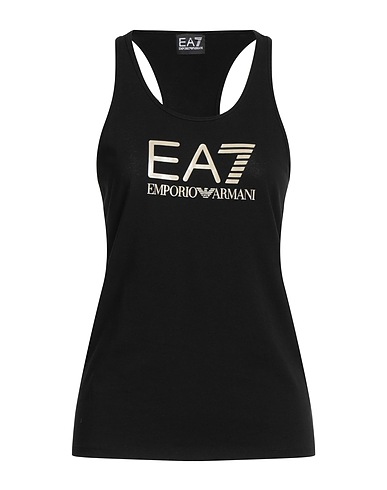 EA7 Tank top Black 95% Cotton, 5% Elastane