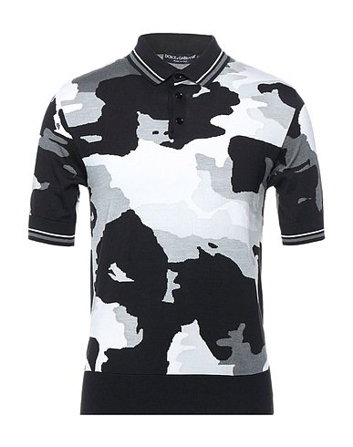 DOLCE&GABBANA Polo shirt Black 92% Silk, 5% Polyamide, 3% Polyurethane