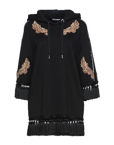 DOLCE&GABBANA Hooded sweatshirt Black 100% Cotton, Brass, Silk, Acetate, Polyester