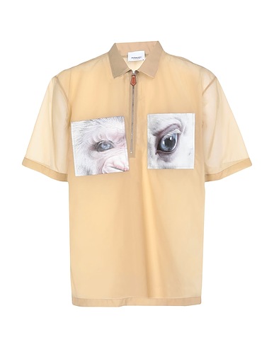 BURBERRY Shirts Beige 100% Polyester, Calfskin