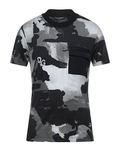 DOLCE&GABBANA T-shirt Charcoal 95% Cotton, 5% Polyamide, Viscose, Polyurethane, Elastane
