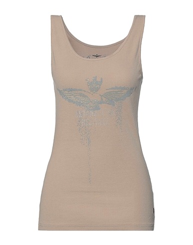 AERONAUTICA MILITARE Tank top Khaki 92% Cotton, 8% Elastane