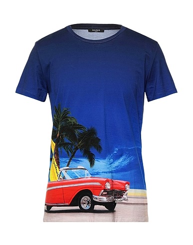 BALMAIN T-shirt Midnight blue 100% Cotton