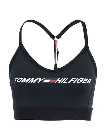 TOMMY HILFIGER クロップ トップス LIGHT INT GRAPHIC BRA ブラック ポリエステル 78% / ポリウレタン 22%