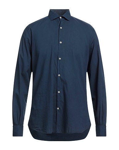 BROOKSFIELD Solid color shirt Midnight blue 100% Cotton