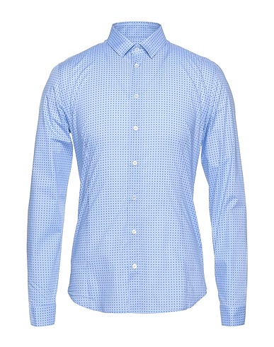 PATRIZIA PEPE Patterned shirt Sky blue 97% Cotton, 3% Elastane