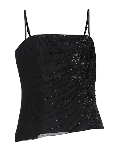 CATERINA MASONI Top Nero 100% Poliestere, Seta
