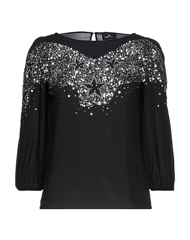 ELISABETTA FRANCHI Top Nero 100% Seta, Plastica, Vetro