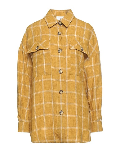 SOLOTRE Camicia a quadri Giallo ocra 100% Lino