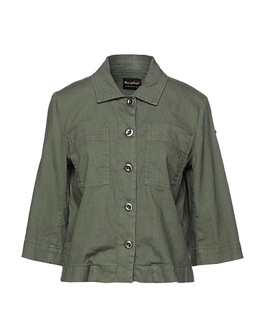 REFRIGIWEAR Linen shirt Military green 55% Linen, 43% Cotton, 2% Elastane