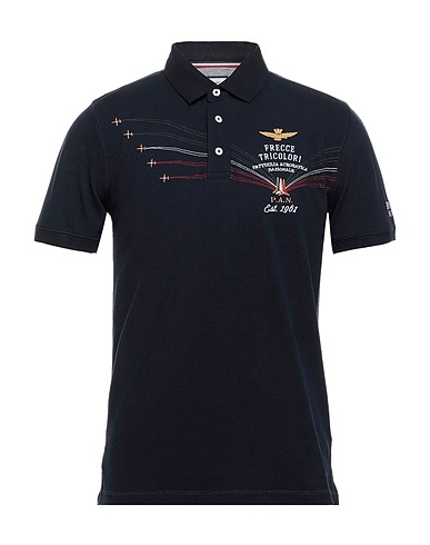 AERONAUTICA MILITARE Polo shirt FRECCE TRICOLORI Midnight blue 95% Cotton, 5% Elastane