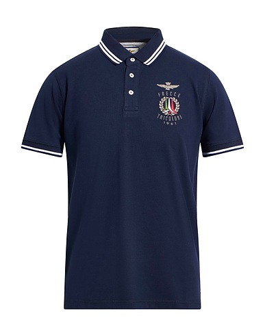 AERONAUTICA MILITARE Polo shirt FRECCE TRICOLORI Midnight blue 95% Cotton, 5% Elastane