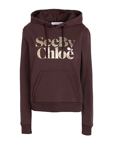 SEE BY CHLOÉ Hooded sweatshirt Chocolate brown 100% Cotton