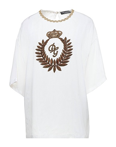 DOLCE&GABBANA Silk top White 100% Silk, Brass, Viscose, Glass, Cotton