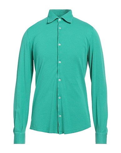 FEDELI Camicia tinta unita Verde 100% Cotone