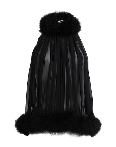 SAINT LAURENT Top NERO 100% Seda, Poliamida, Plumas de pavo