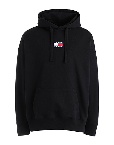 TOMMY JEANS Hooded sweatshirt TJM TOMMY BADGE HOODIE
 Black 100% Cotton