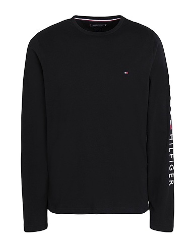 TOMMY HILFIGER T-shirt TOMMY LOGO LONG SLEEVE T-SHIRT
 Black 100% Organic cotton