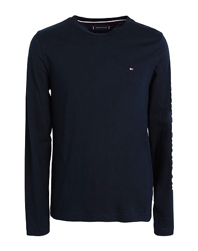 TOMMY HILFIGER T-shirt TOMMY LOGO LONG SLEEVE T-SHIRT
 Midnight blue 100% Organic cotton