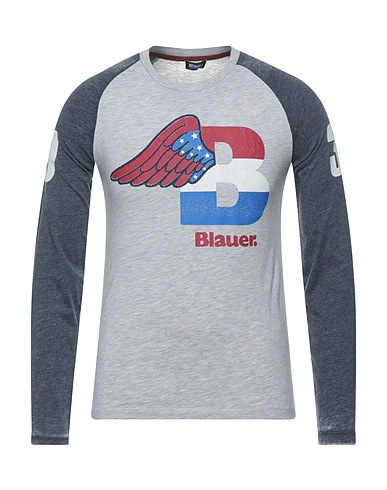 BLAUER. Basic T-shirt Grey 50% Cotton, 50% Polyester
