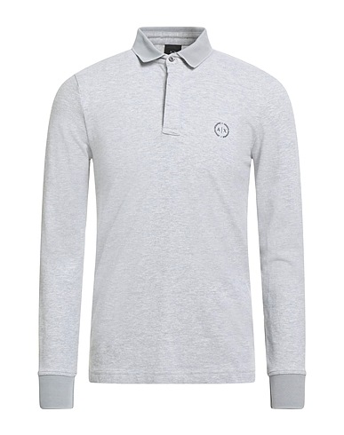 ARMANI EXCHANGE Polo shirt Light grey 96% Cotton, 4% Elastane, Polyester