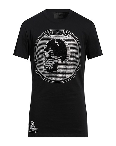 PHILIPP PLEIN Базовая футболка Чёрный 100% Хлопок, Стекло