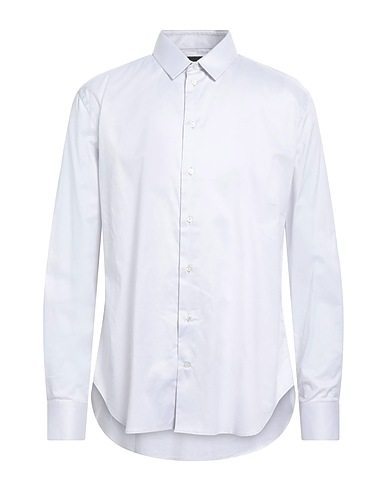 EMPORIO ARMANI Solid colour shirt Light grey 98% Cotton, 2% Elastane