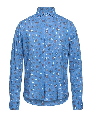 ROSSOPURO Patterned shirt Azure 100% Cotton