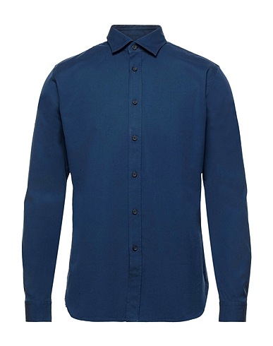XACUS Solid colour shirt Slate blue 100% Cotton